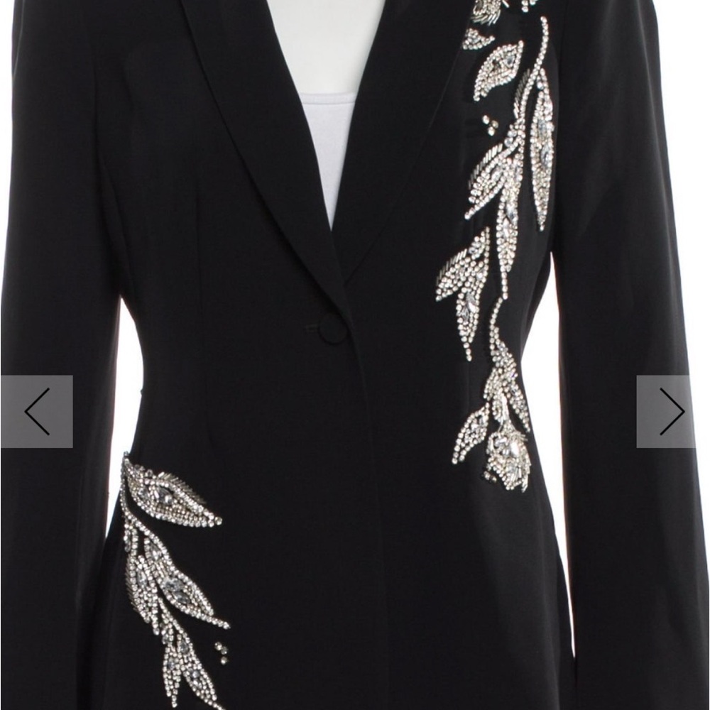 cinq a sept Black Blazer with Silver beaded Leaf Embellishment - Picture 8 of 13
